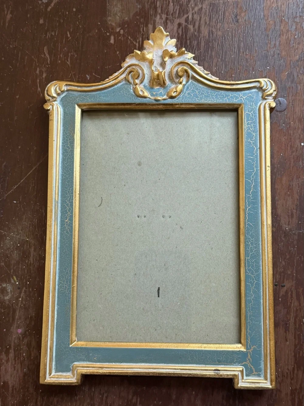 Burnes of Boston Rococo Style Gold Leaf & Green Wood Photo Frame 5 x 7